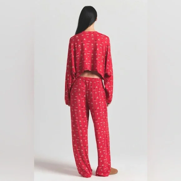 SKIMS Vibrant Soft Modal Blend Red Pajama Set - Picture 3 of 4